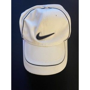 Nike White Tennis Cap with Black Swoosh Logo on Front and Back